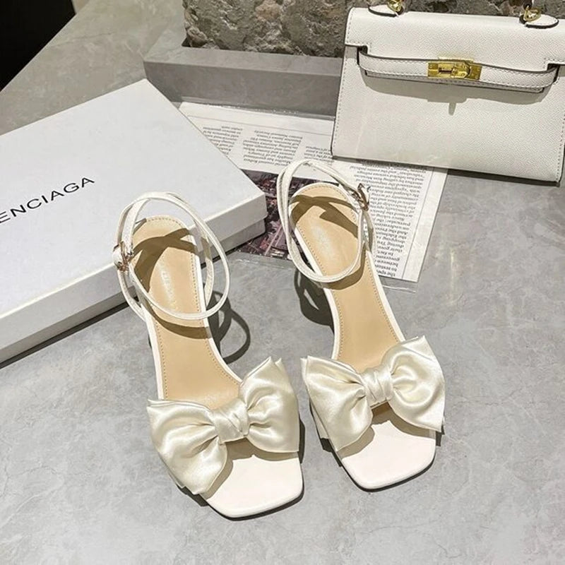 Summer Pumps Silk Bow Decorated heels
