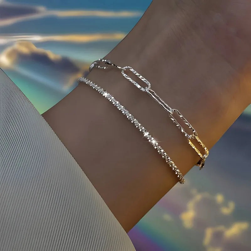 6Pcs Sterling Silver Rhinestone Bracelets