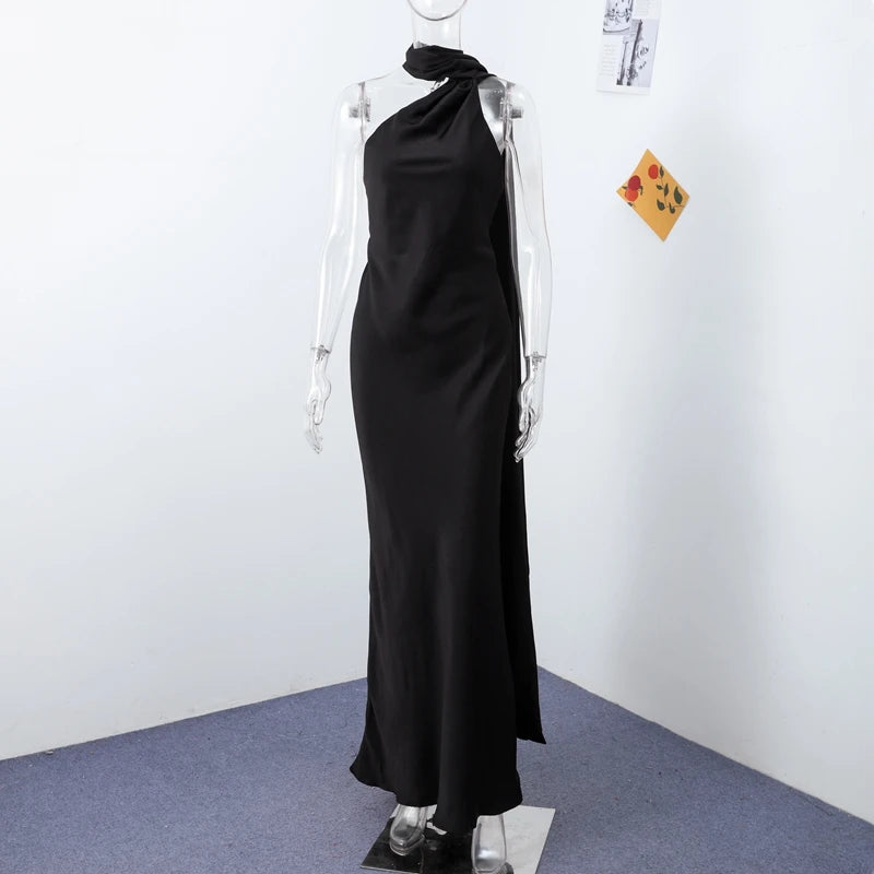 Backless Elegant Satin Ribbons Dress