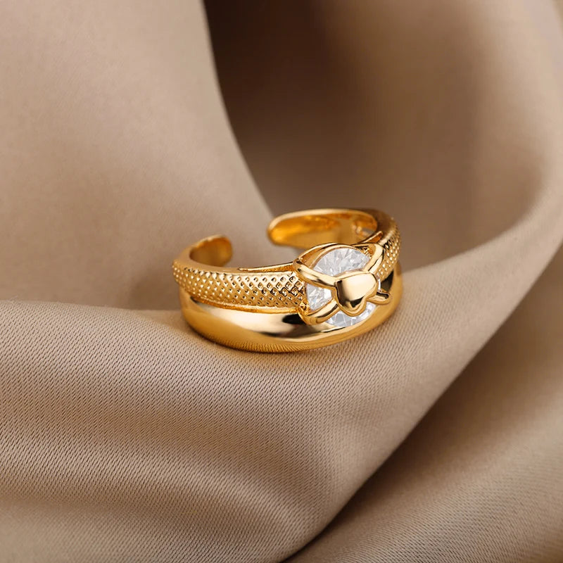 Heart Gold Plated Stainless Steel  Ring