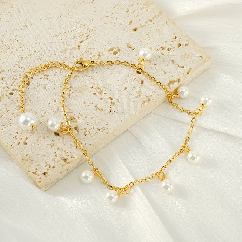 Tassel Stainless Steel Pearl Anklet