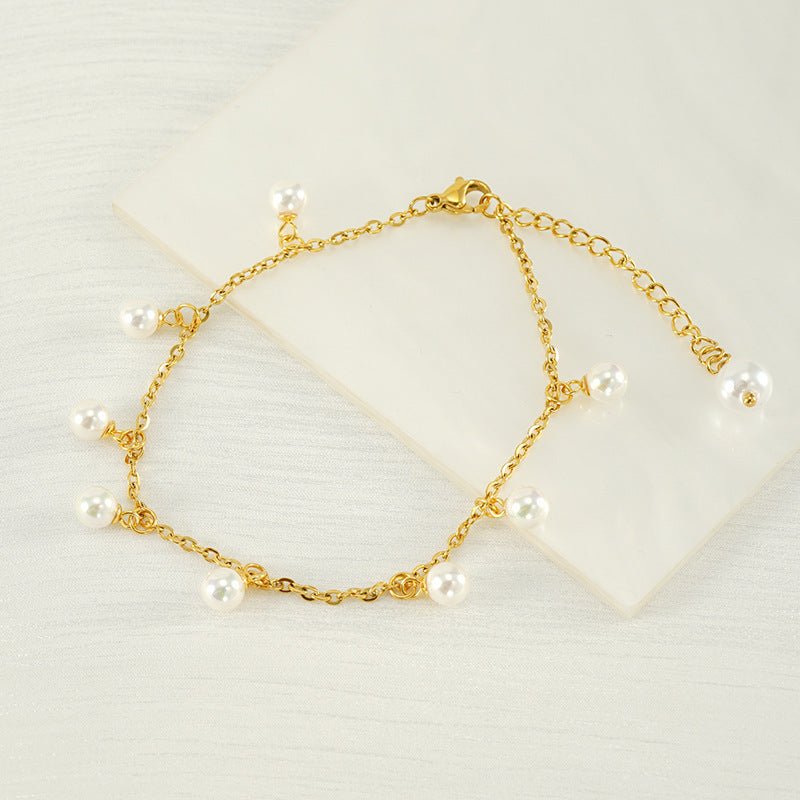 Tassel Stainless Steel Pearl Anklet