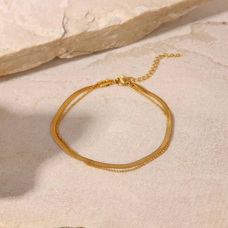 Double-circle Round Beads anklet