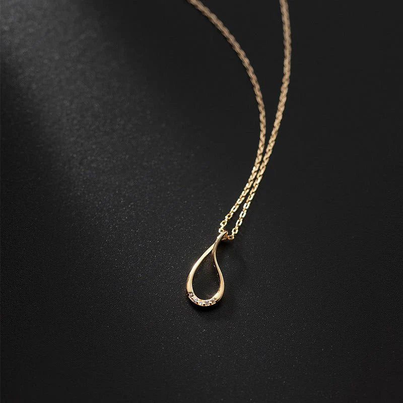 Silver Hollow Drop-Shaped Necklace