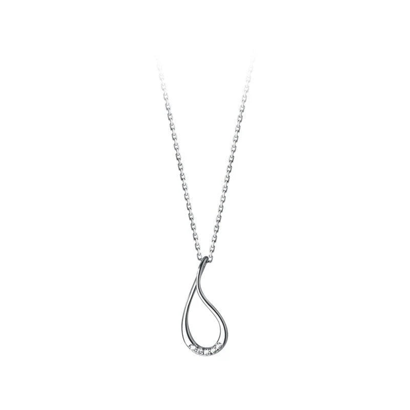 Silver Hollow Drop-Shaped Necklace
