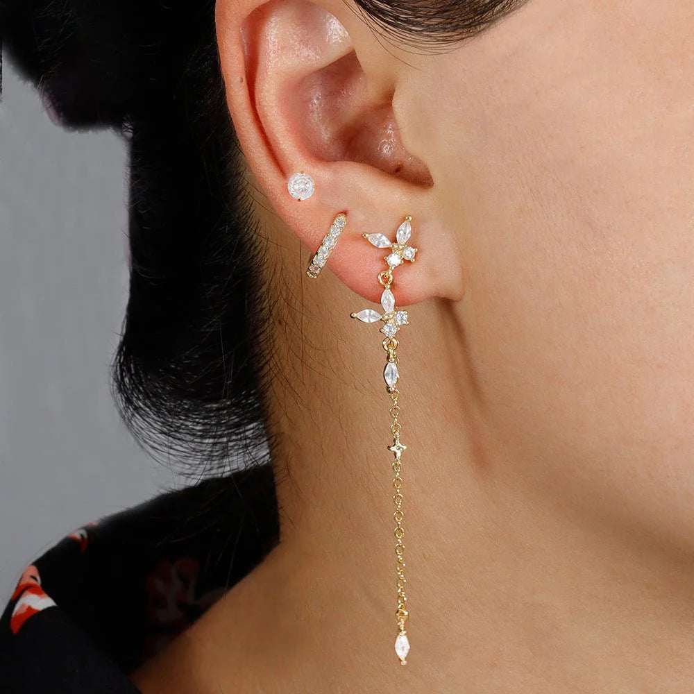 Three-piece Earrings Zircon earrings