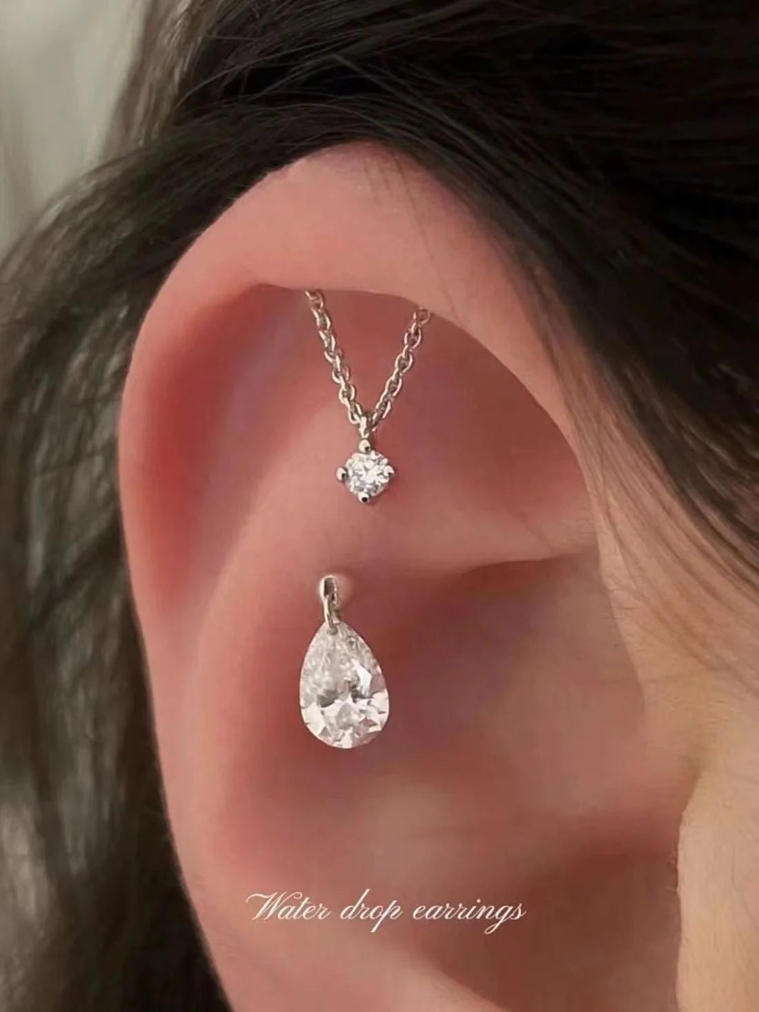 Water Drop Zircon Ear Studs