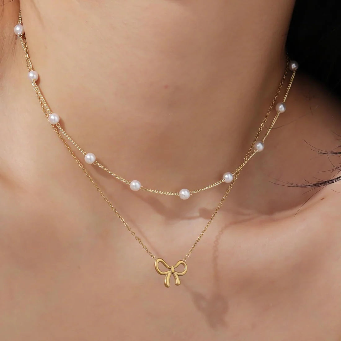 Pearl Bow Necklace